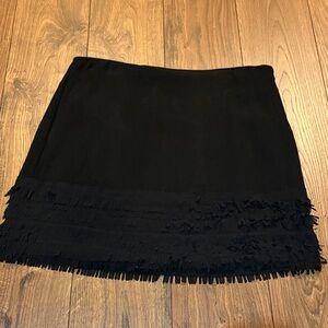 Elie Tahari Black Mini Skirt with Fringe Accent